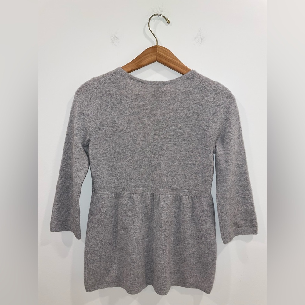Aqua Cashmere Grey Peplum Babydoll Sweater 3/4 Sleeves Quiet Luxury Minimalist - Picture 6 of 10